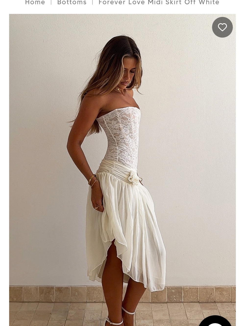 White Fox Boutique Off-White Forever Love Midi Skirt